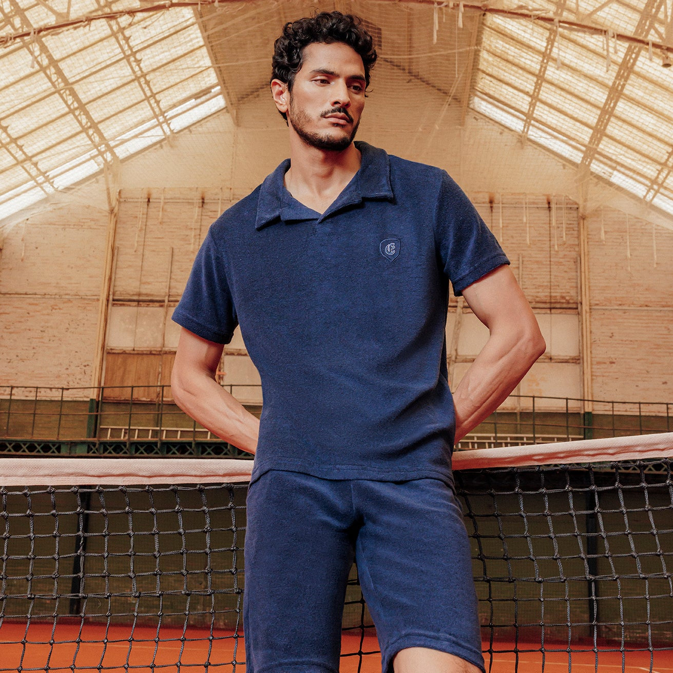 eminence-pyjama-court-homme-ponge-marine-poche-broderie image 7