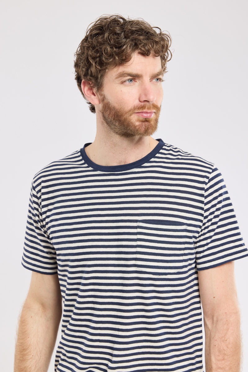 armor-lux-h-ritage-t-shirt-ray-homme-coton-et-lin-manches-courtes-poche-poitrine image 2