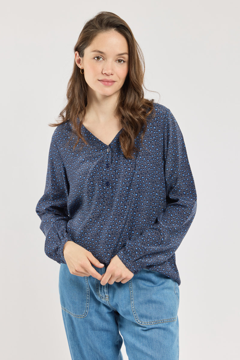 armor-lux-blouse-femme-imprim-l-opard-cupro-manches-longues-col-v image 1