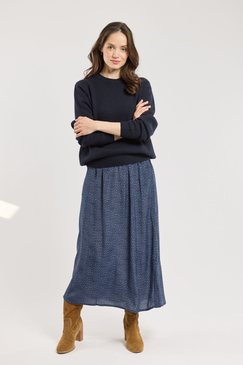 armor-lux-jupe-longue-l-opard-bleu-femme-cupro image 1