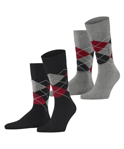 burlington-everyday-argyle-chaussettes-homme-coton-lot-2-paires-gris-oil-melange image 6