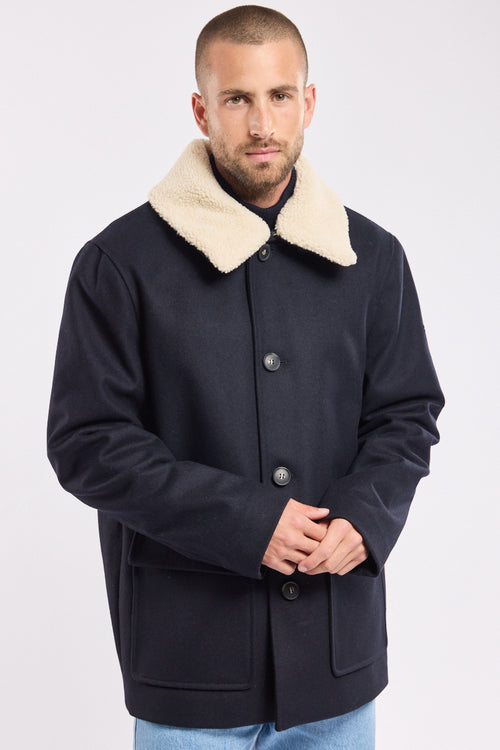 armor-lux-caban-homme-drap-de-laine-col-sherpa-amovible image 2
