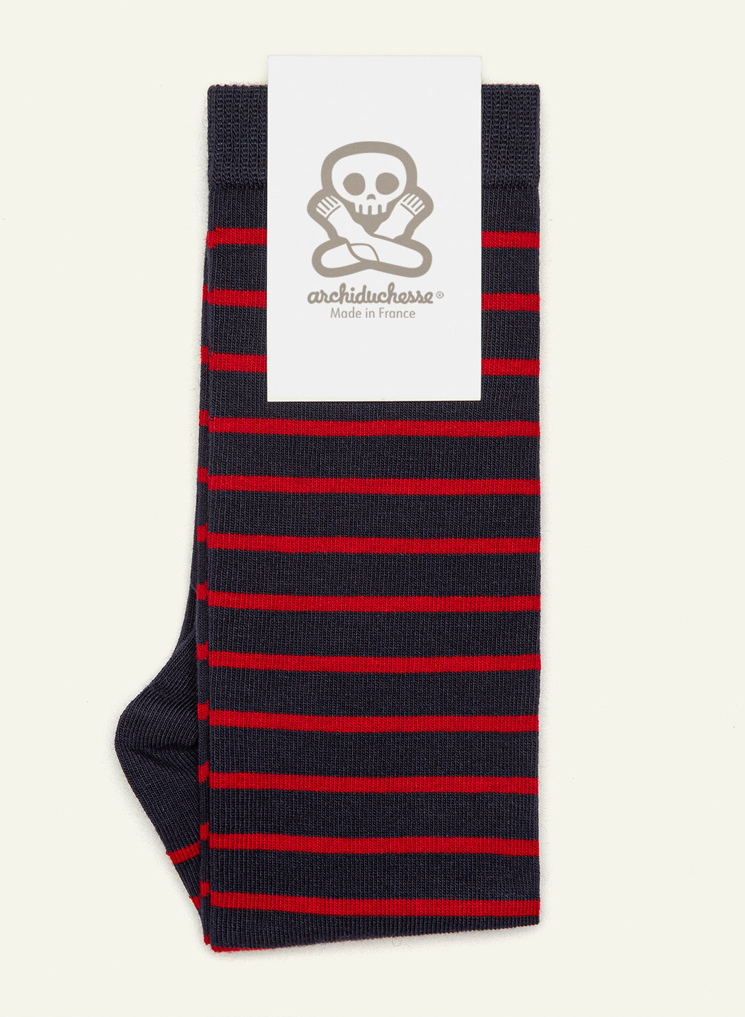 archiduchesse-sainte-marine-chaussettes-fantaisie-mi-mollet-bleu-marine-rouge image 3