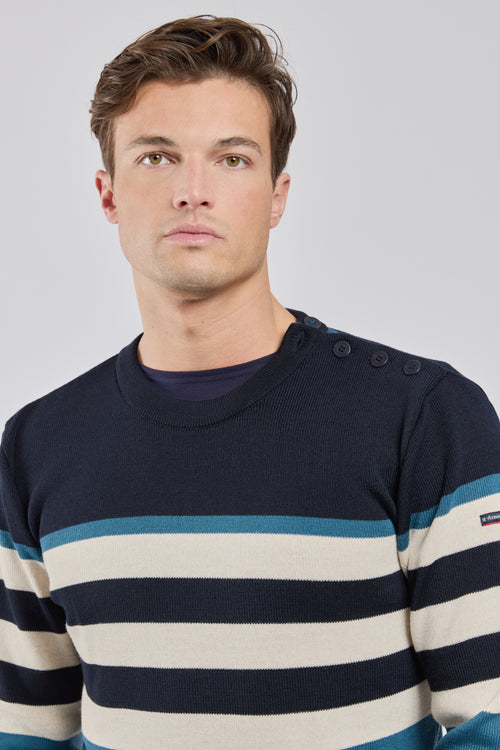 armor-lux-pull-marin-colour-block-homme-laine-boutons-paule image 3