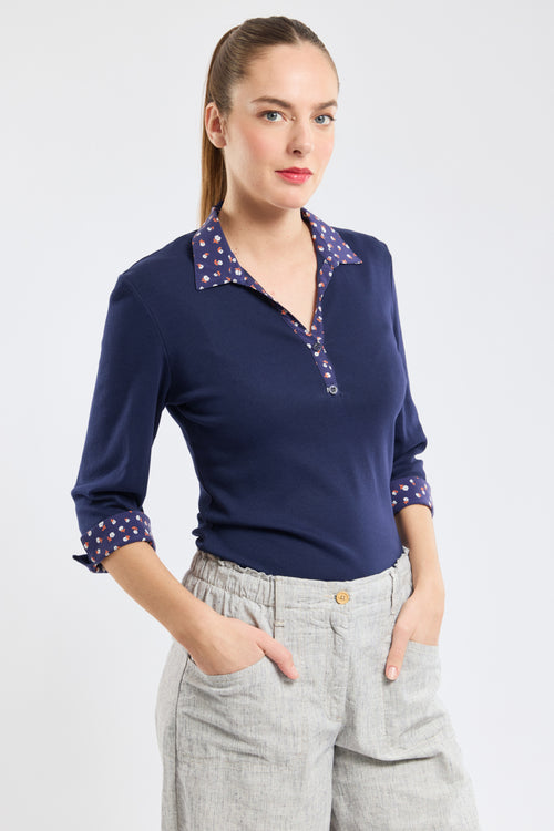 armor-lux-polo-h-ritage-petites-fleurs-coton-manches-3-4 image 4
