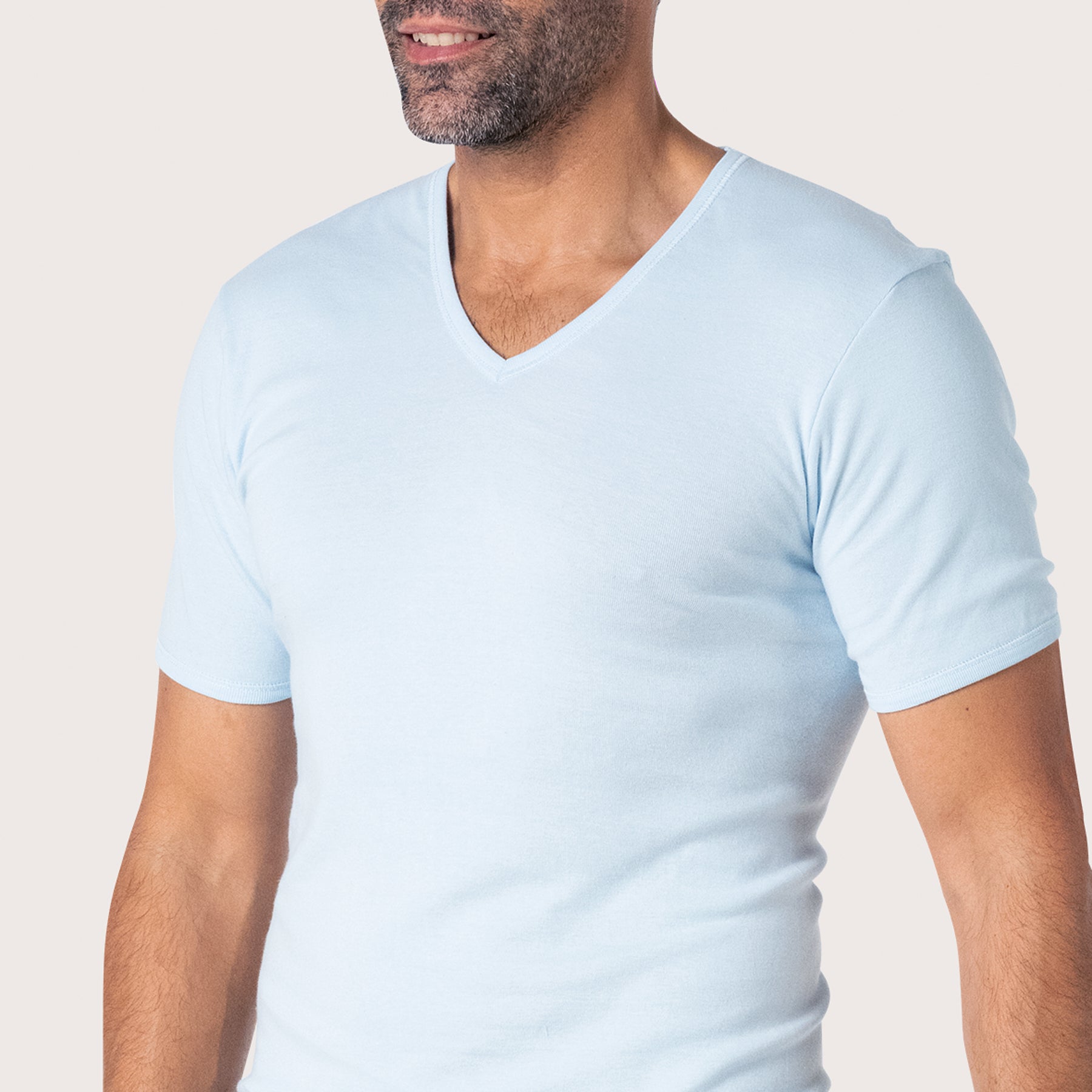eminence-tee-shirt-col-v-318-pur-coton-premium-homme-ciel image 2