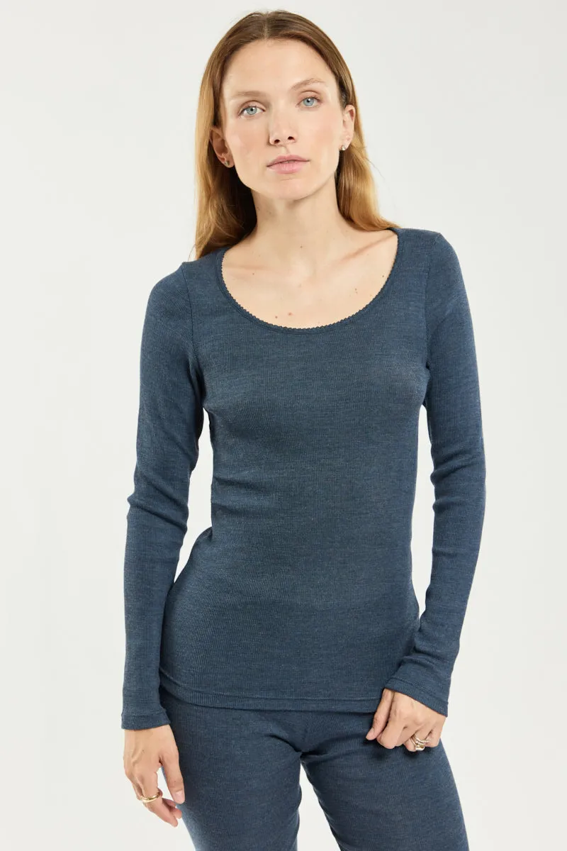 armor-lux-t-shirt-nuit-femme-manches-longues-laine-et-soie-4 image 1