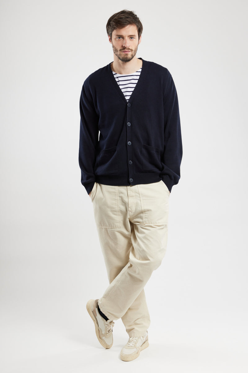 armor-lux-cardigan-homme-coton-coudi-res-col-v image 1