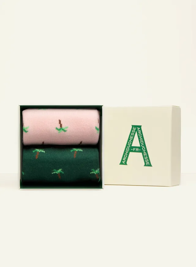 archiduchesse-duo-coco-cool-rose-coco-cool-vert-coffret-2-chaussettes-courtes image 1