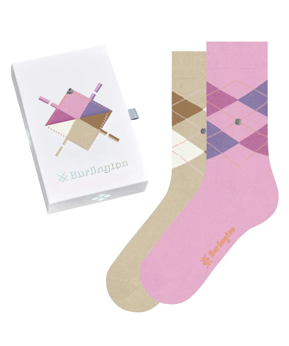 burlington-basic-gift-box-chaussettes-femme-coton-beige-rose-mix-2-paires-36-41 image 1
