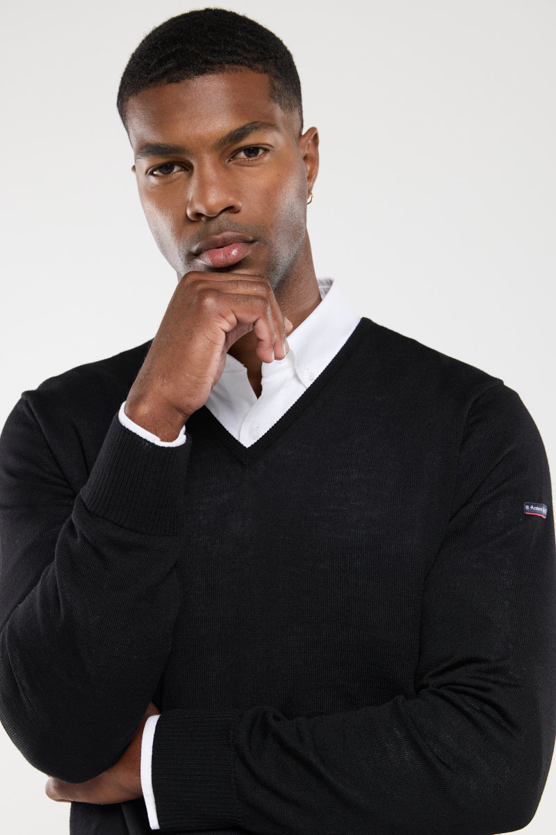 armor-lux-noyal-pull-col-v-homme-laine-m-rinos image 2