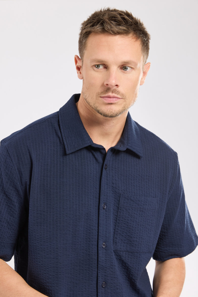 armor-lux-chemise-manches-courtes-homme-maille-gaufr-e image 2