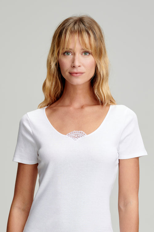 armor-lux-t-shirt-col-dentelle-coton-bio-femme image 3