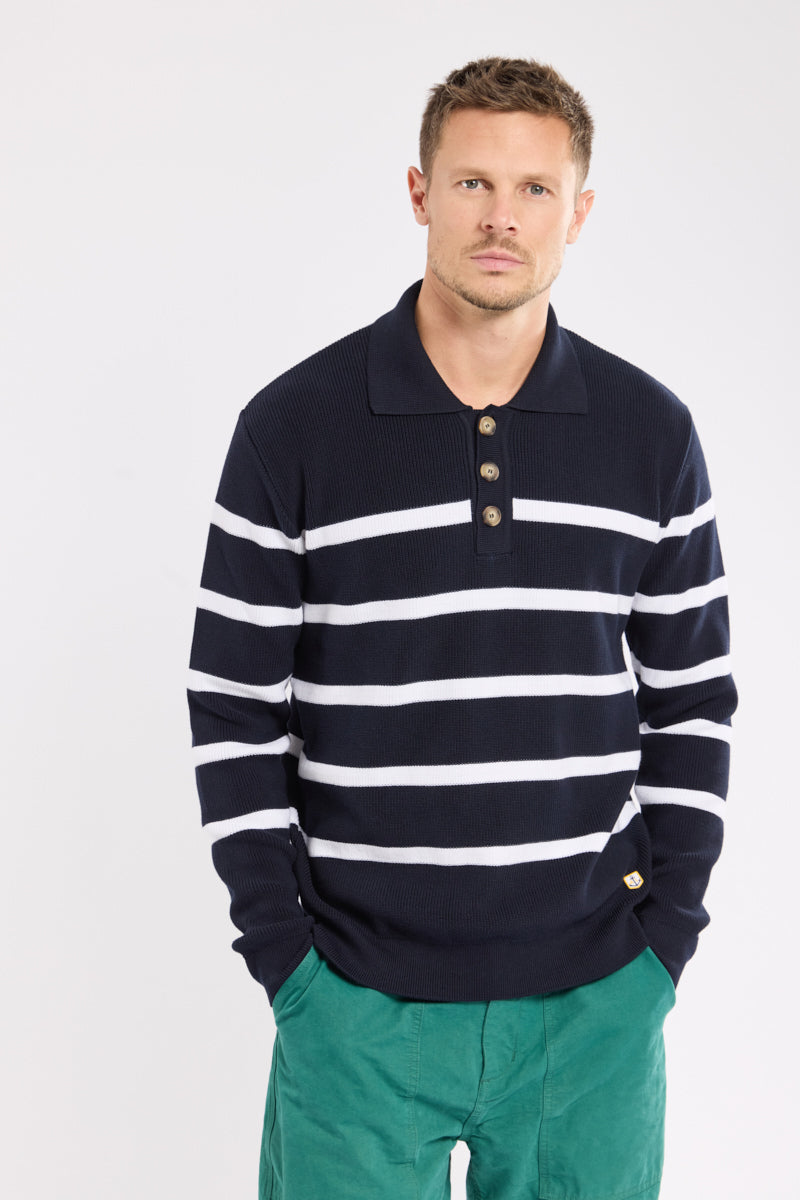 armor-lux-pull-col-boutonn-h-ritage-homme-pull-ray-100-coton image 1