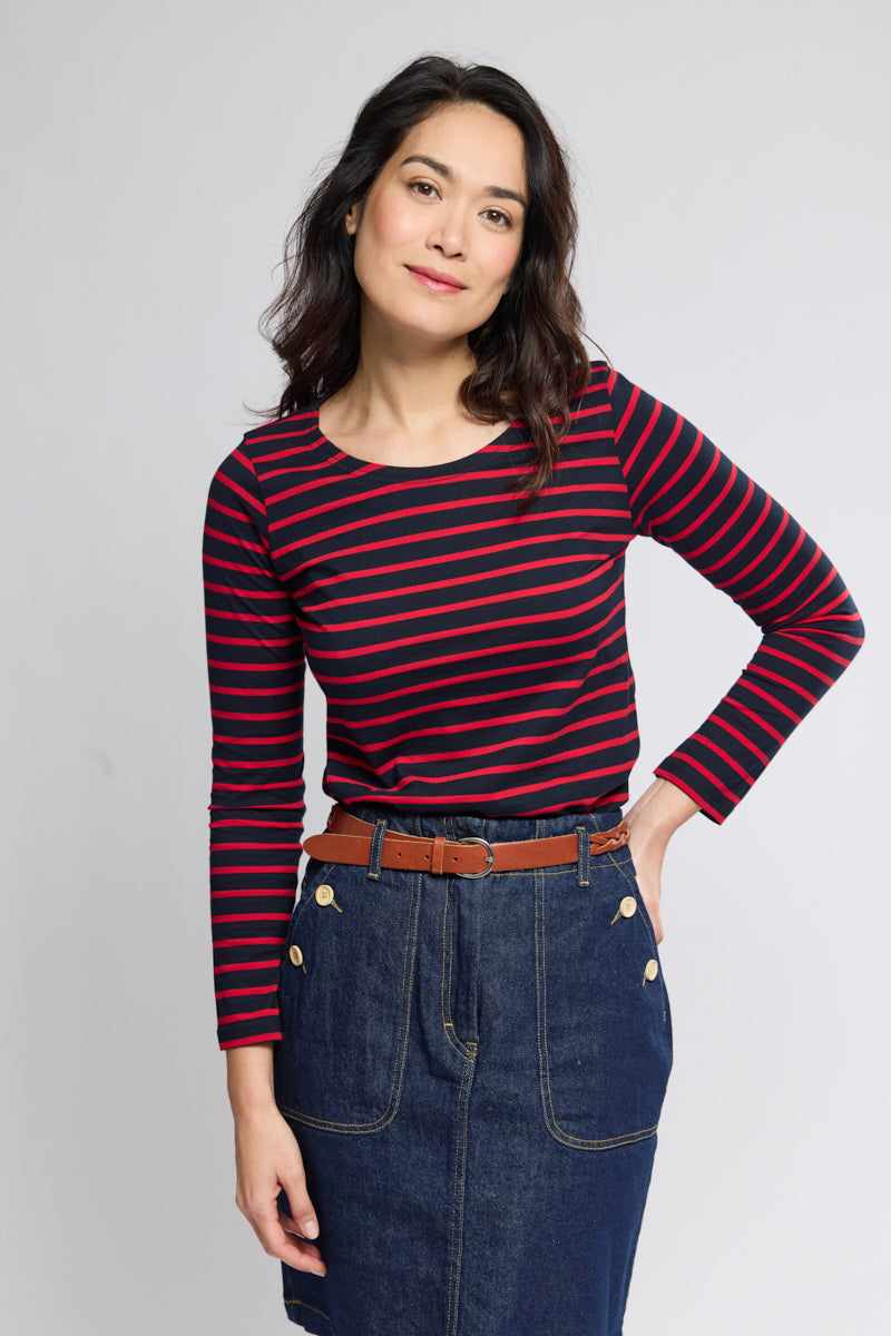 armor-lux-amiral-marini-re-plozevet-coton-l-ger-col-bateau-femme image 1