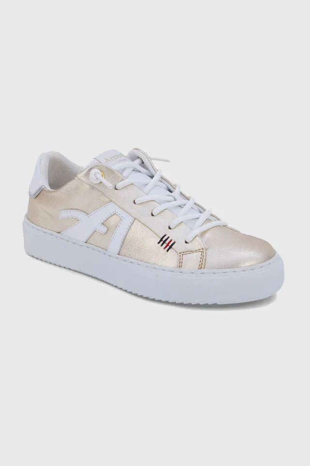 armor-lux-baskets-basses-regate-cuir-dor image 1