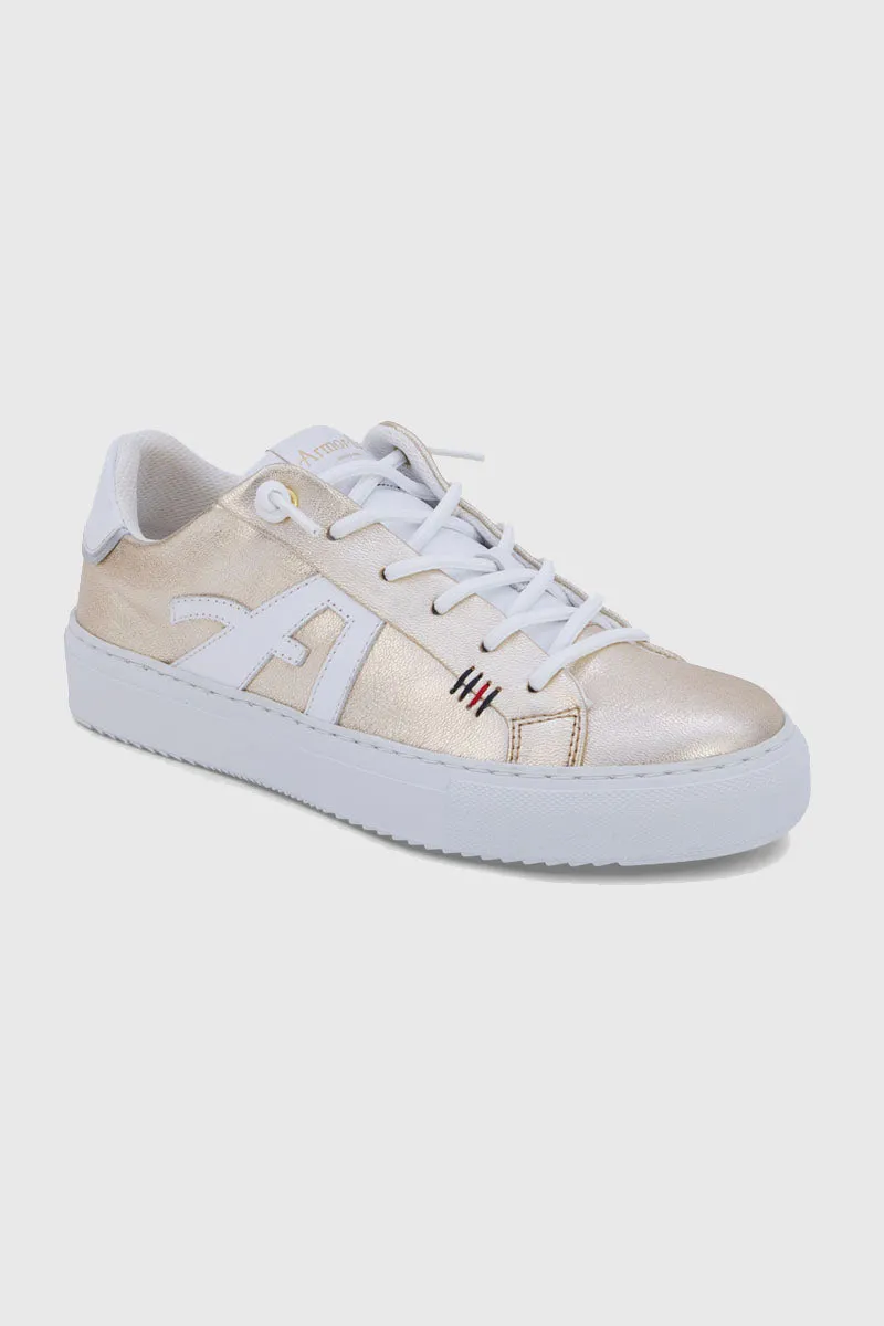 armor-lux-baskets-basses-regate-cuir-dor image 1