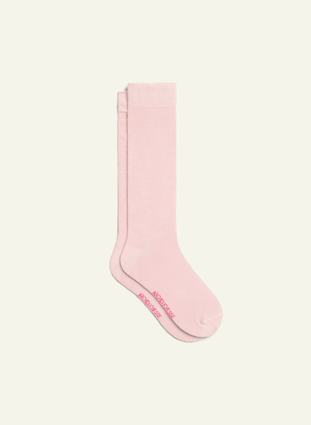 archiduchesse-rose-barbe-papa-chaussettes-de-ville-coton-rose-mi-haute image 2