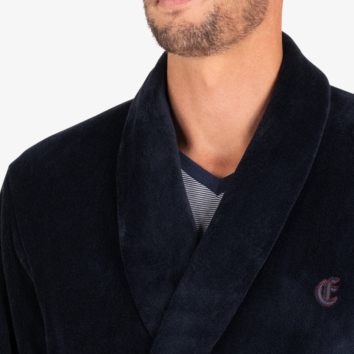 eminence-polaire-robe-de-chambre-homme-ceinture-et-poches-marine image 2
