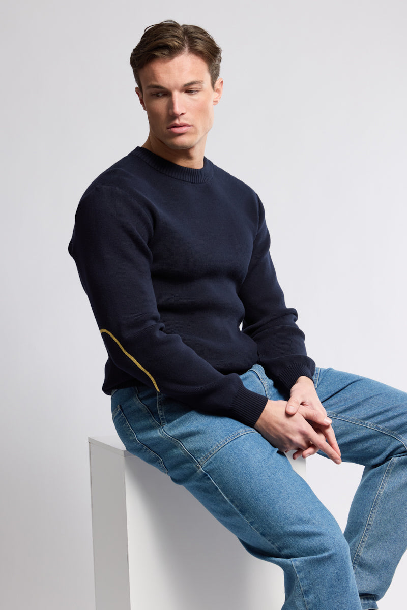 armor-lux-pull-marin-homme-coton-coudi-res-contrast-es image 1