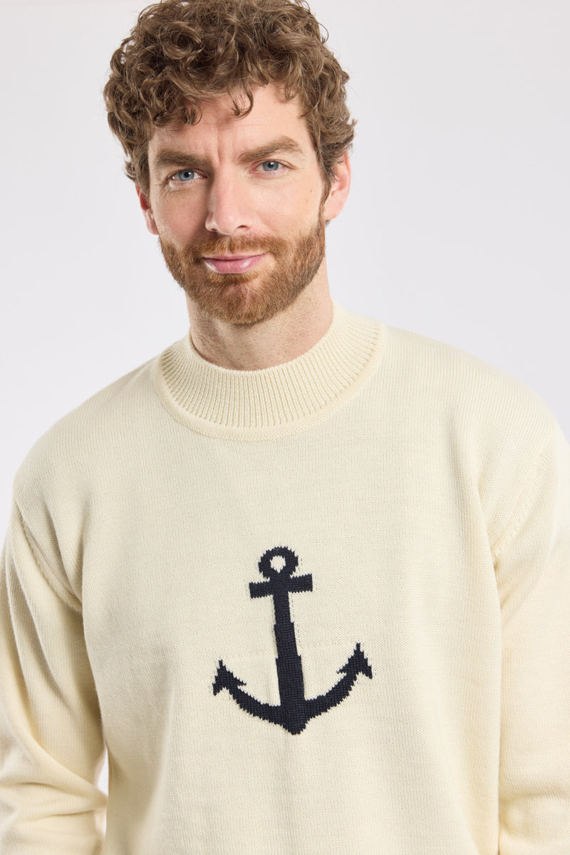 armor-lux-pull-heritage-col-montant-homme-100-laine-ancre image 2