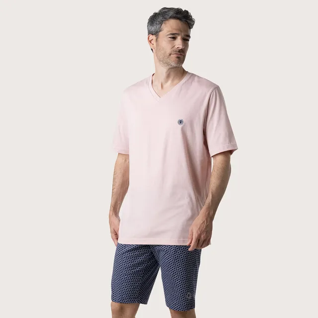 eminence-pyjama-court-homme-smileyworld-bleu-lavande-marine image 1