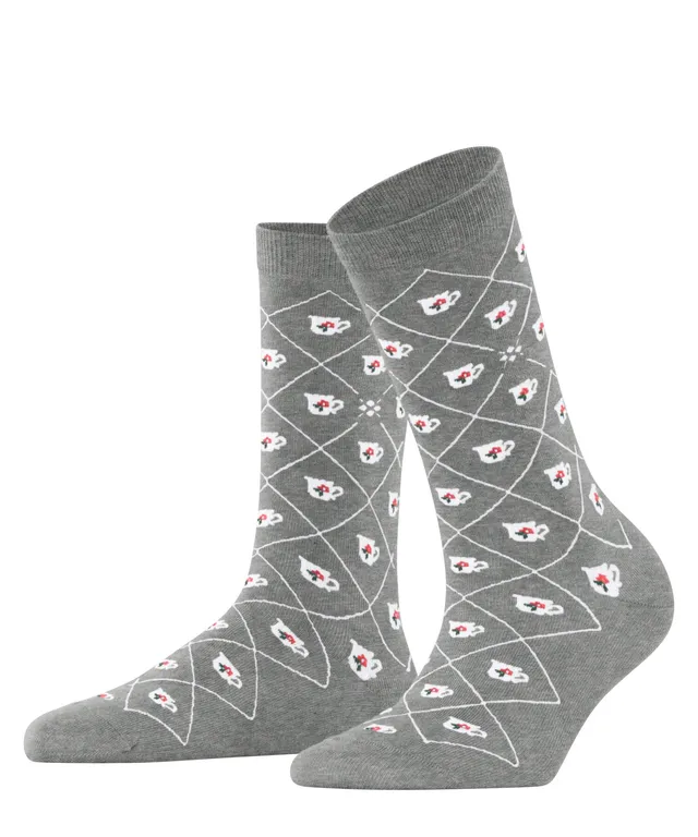 burlington-teatime-chaussettes-femme-coton-respirant-motif-tasse-th-argyle image 1