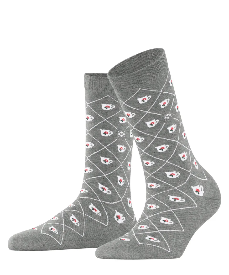 burlington-teatime-chaussettes-femme-coton-respirant-motif-tasse-th-argyle image 1
