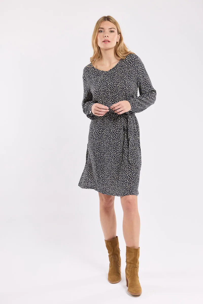 armor-lux-robe-ceintur-e-pois-cupro-manches-longues image 1