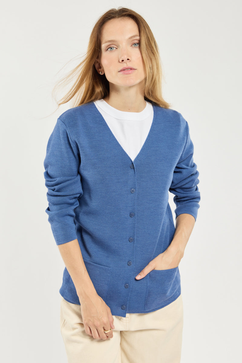 armor-lux-cardigan-col-v-femme-laine-et-acrylique-boutons-sigl-s image 1
