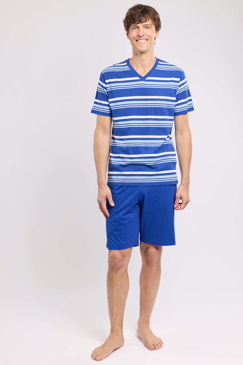 armor-lux-pyjama-short-homme-ensemble-coton-l-ger-col-v image 1