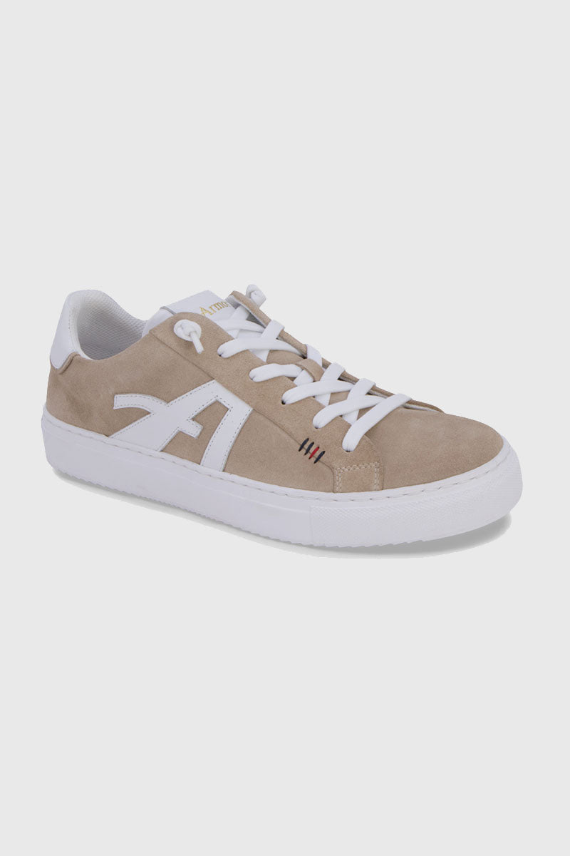 armor-lux-baskets-regate-basses-cuir-beige-lignes-pur-es image 1