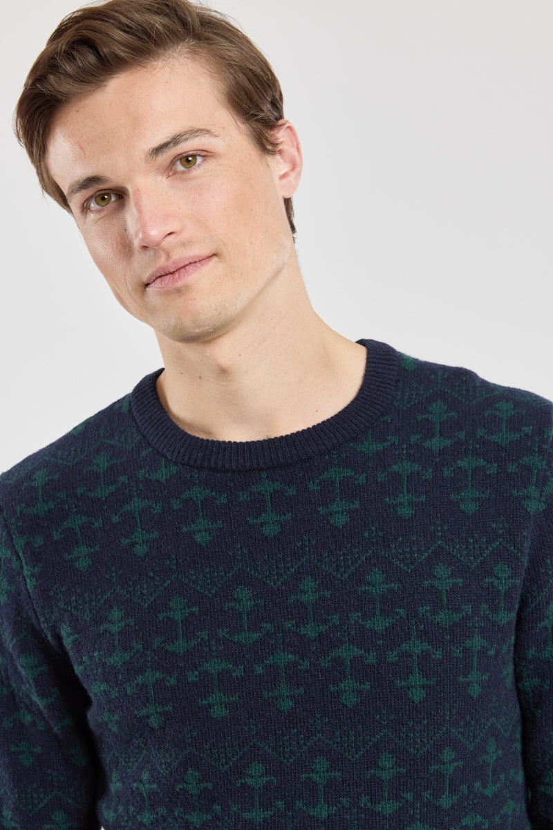 armor-lux-pull-jacquard-ancres-homme-laine-80-coudi-res image 2
