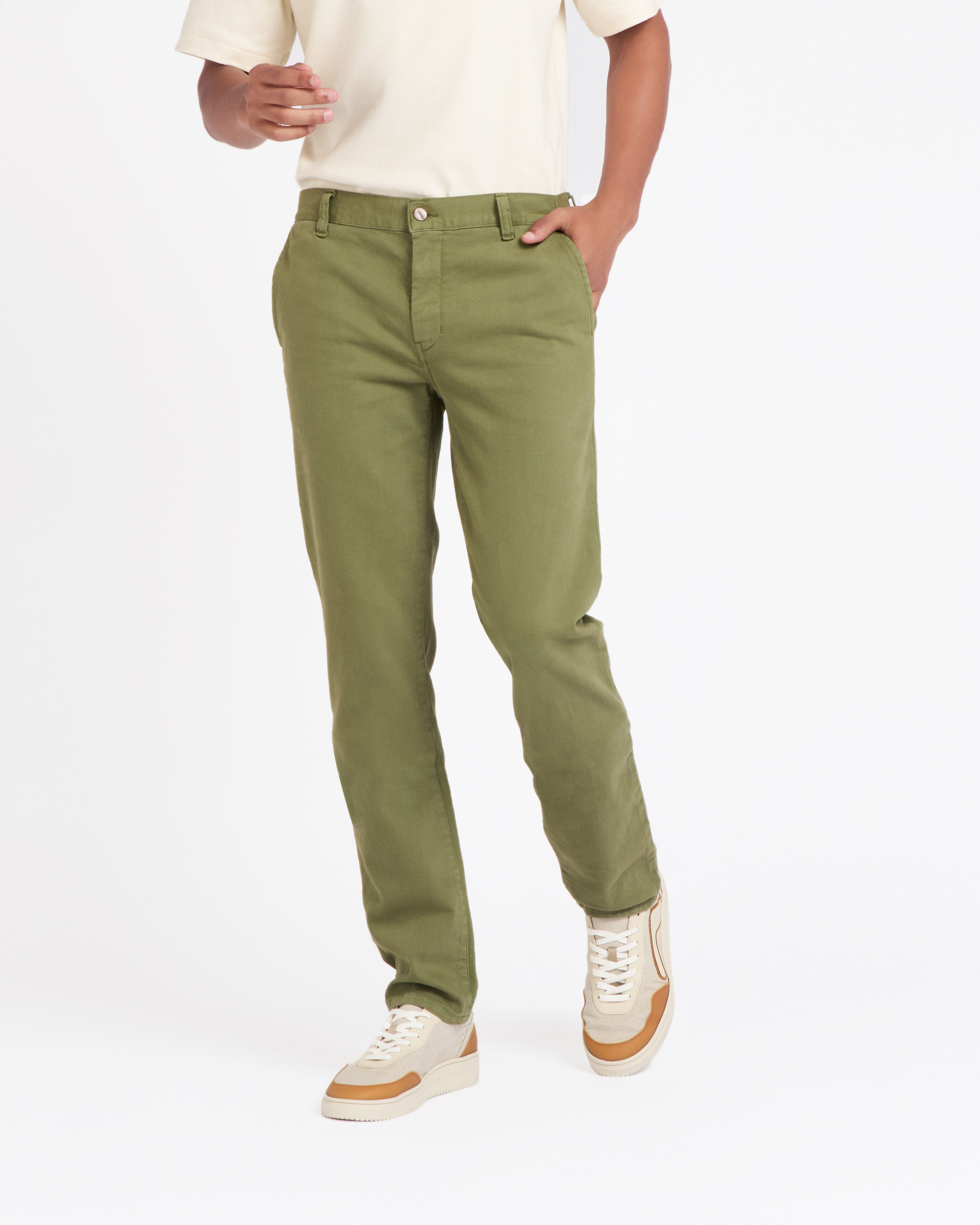 atelier-tuffery-chino-ernest-droit-ajust-kaki-coton-homme image 2