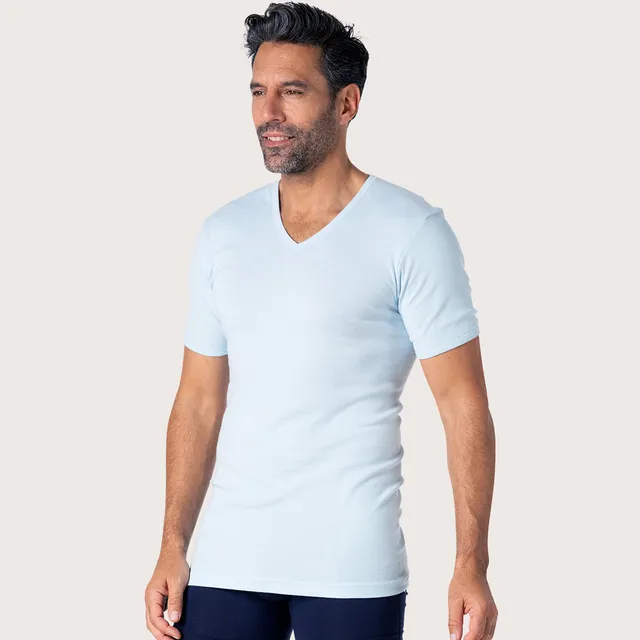 eminence-tee-shirt-col-v-318-pur-coton-premium-homme-ciel image 1