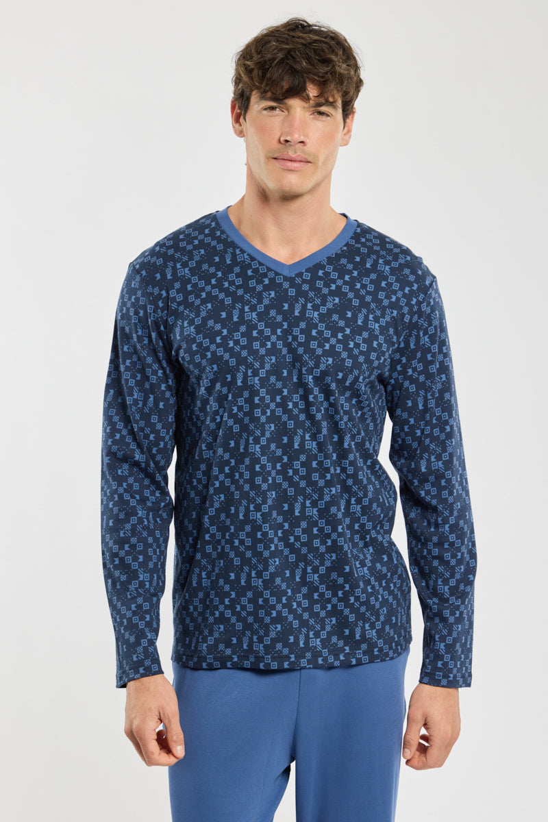 armor-lux-pyjama-homme-col-v-coton-interlock image 3