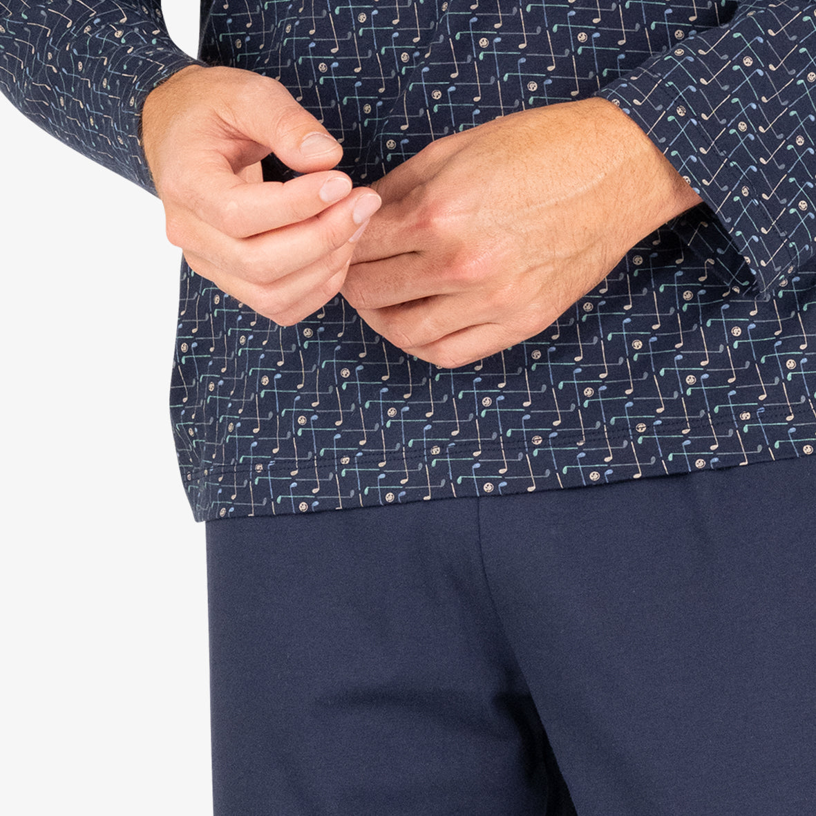 eminence-pyjama-long-homme-smileyworld-haut-marine-golf-pantalon-jogger image 3