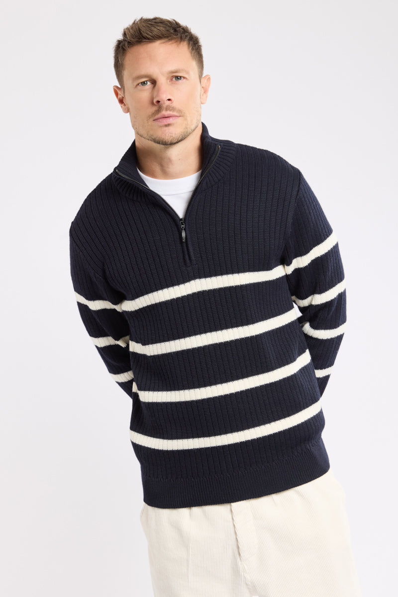 armor-lux-pull-camionneur-laine-homme-ray-col-zip image 3