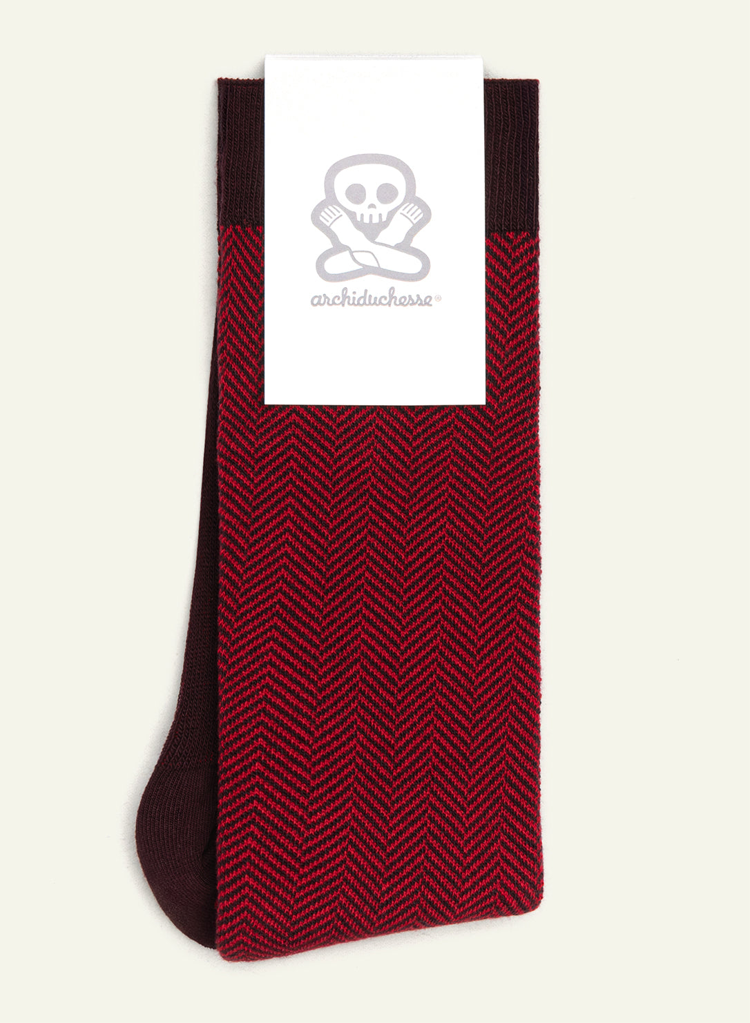archiduchesse-chevronn-e-rouge-chaussettes-fantaisie-mi-hautes-coton image 3