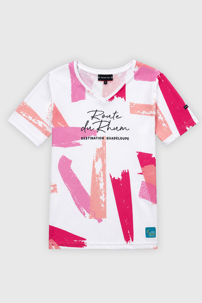 armor-lux-t-shirt-route-du-rhum-femme-col-v-destination-guadeloupe image 1