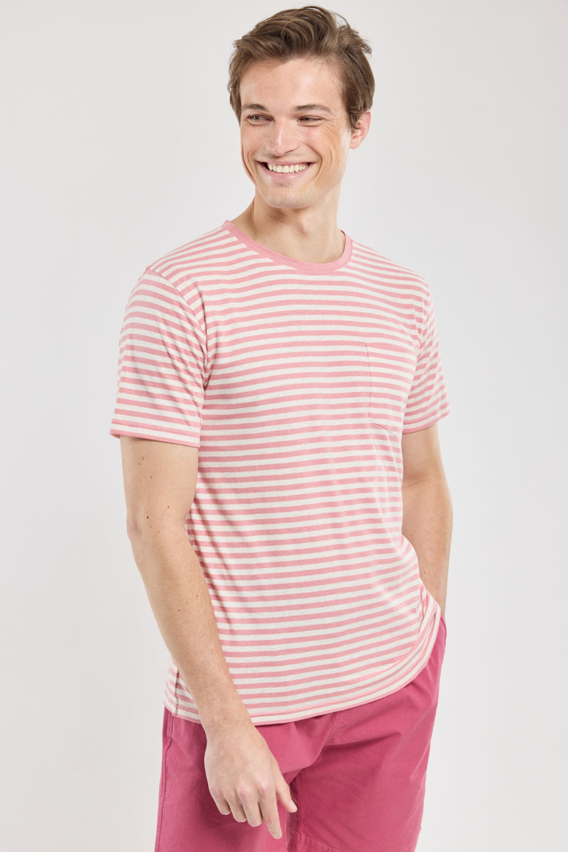 armor-lux-t-shirt-homme-ray-coton-lin-poche-poitrine image 1