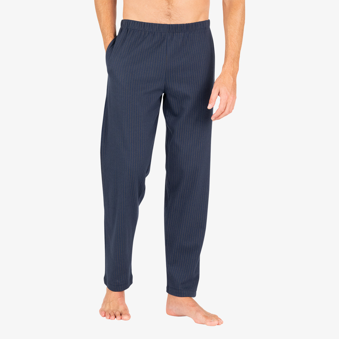 eminence-pyjama-long-homme-interlock-haut-col-t-blanc-bas-marine image 4