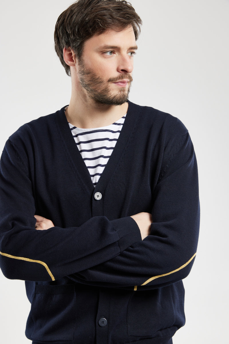 armor-lux-cardigan-homme-coton-coudi-res-col-v image 2