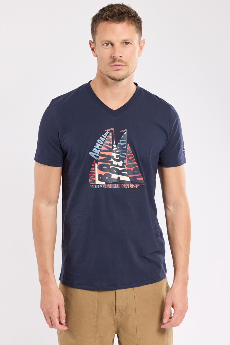 armor-lux-t-shirt-col-v-s-rigraphi-voiles-coton-l-ger-homme image 1