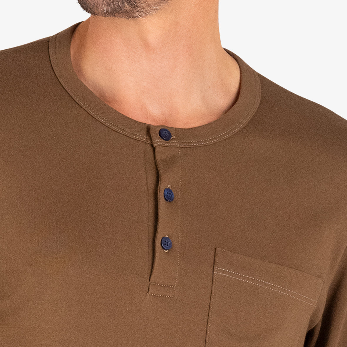 eminence-pyjama-long-homme-interlock-haut-col-t-blanc-bas-marine image 2