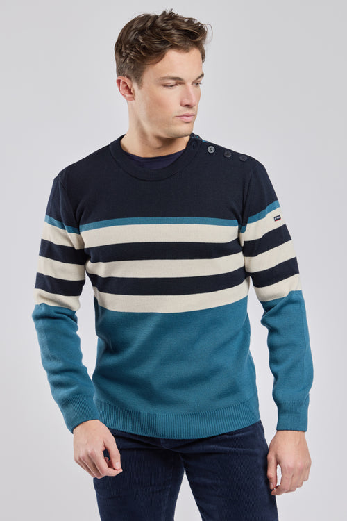 armor-lux-pull-marin-colour-block-homme-laine-boutons-paule image 2
