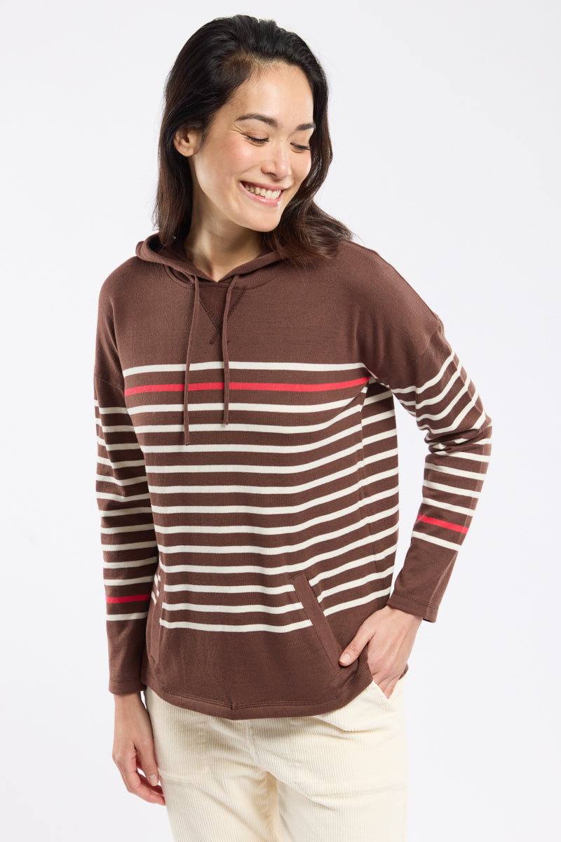 armor-lux-sweat-ray-capuche-femme-coton-rustique-poches image 1